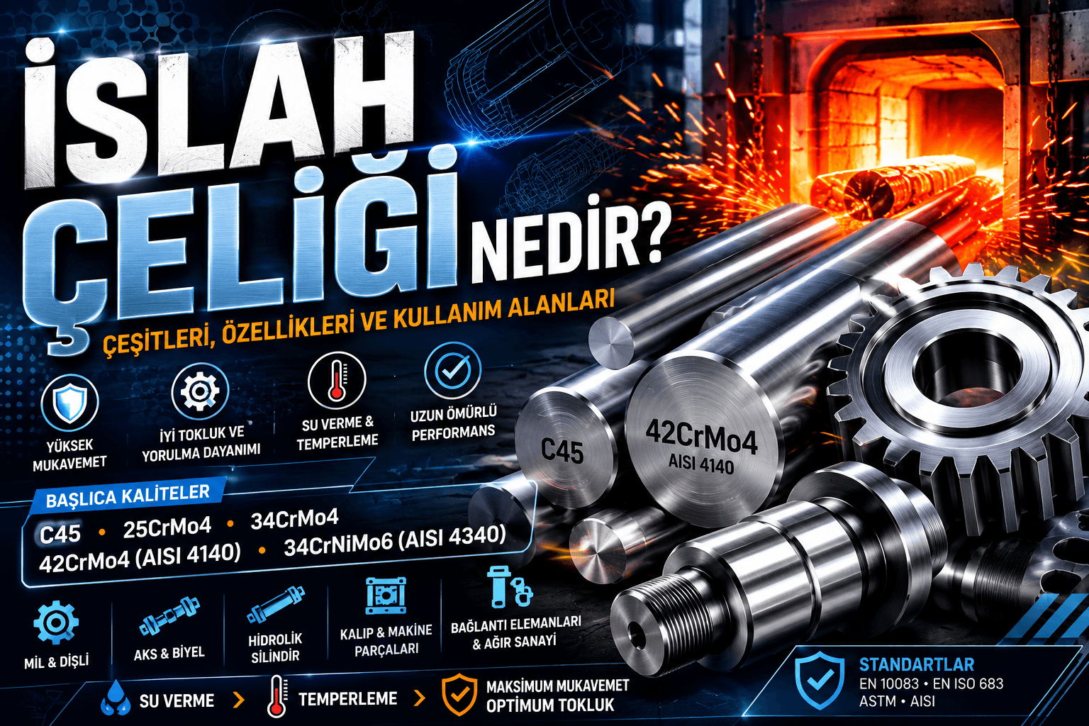 İslah çeliği yuvarlak mil ve kare kütük – Uyar Çelik